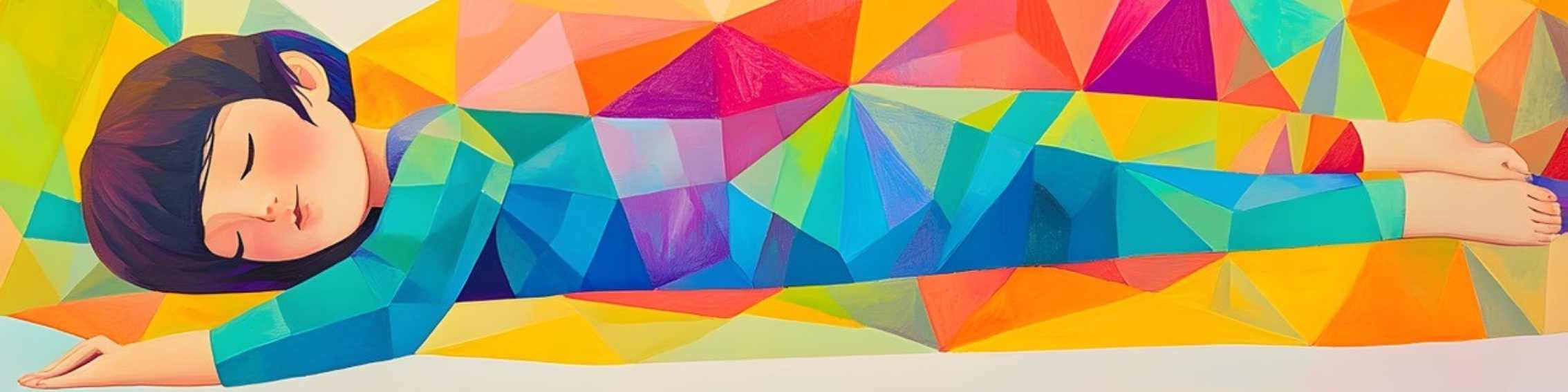 Eine Person liegt entspannt auf dem Boden in einem Raum.